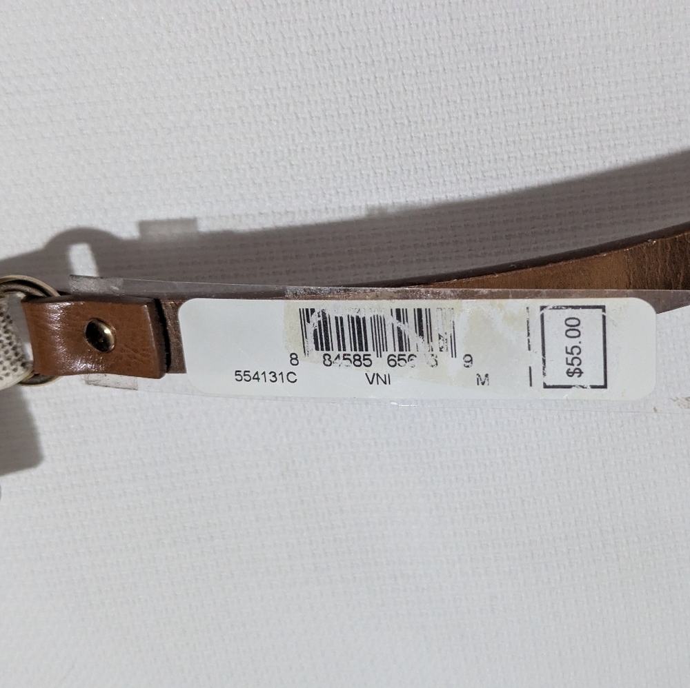 Michael Kors White Beige Logo Chain-Accent Crossbody Belt Bag - Picture 8 of 10